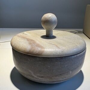Threshold Marble Covered Bowl in Cream and Tan